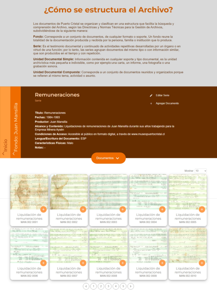 Archivo Histórico de Puerto Cristal: Etapa III, digitalización y Catalogación