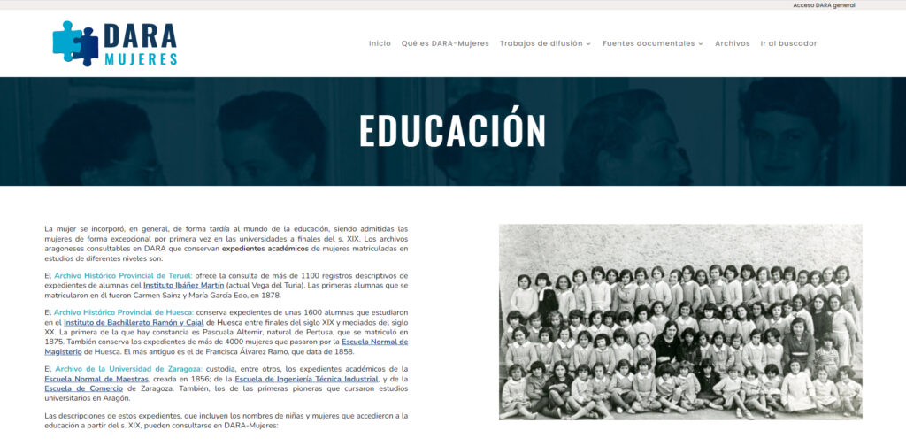 Descripción, digitalización y difusión de  expedientes de pioneras de la Universidad de  Zaragoza de 1857-1940